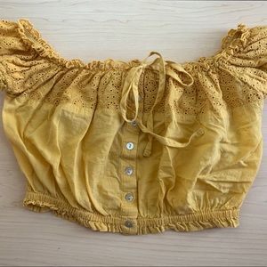 Forever 21 Yellow Cropped Off the shoulder Top